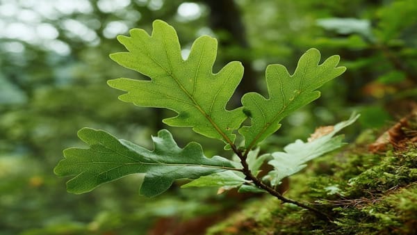 Oak Branch in Forest Light
