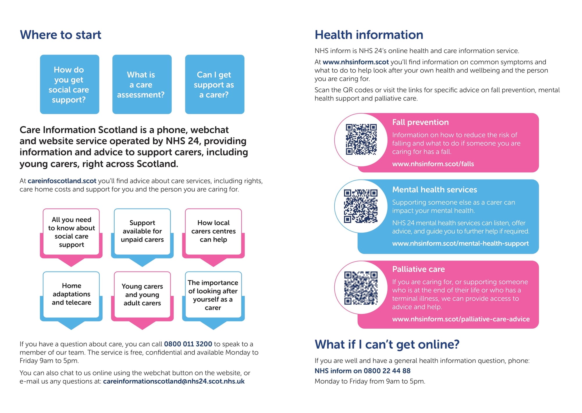 NHS 24. Caring For Someone Leaflet.
