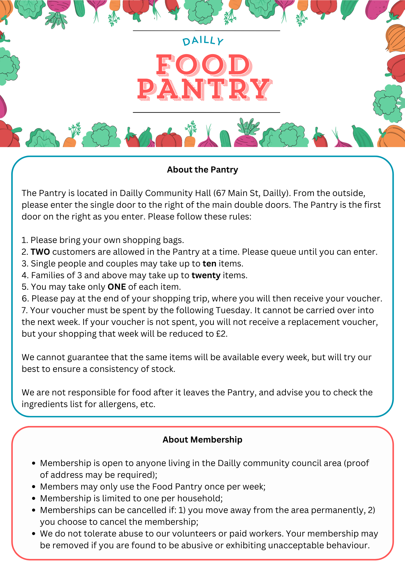 Information about the Dailly Food Pantry