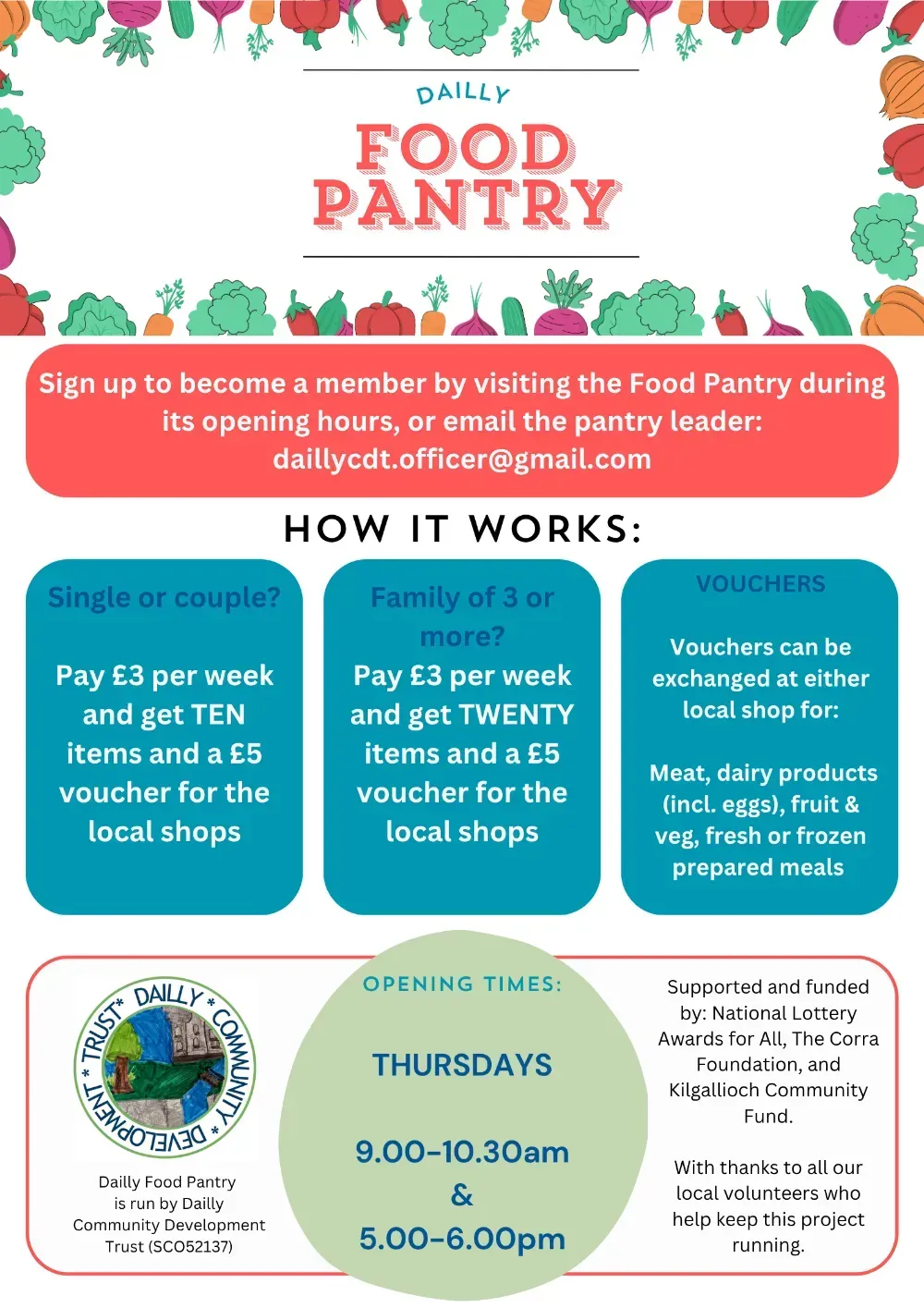 Dailly Food Pantry. How It Works leaflet