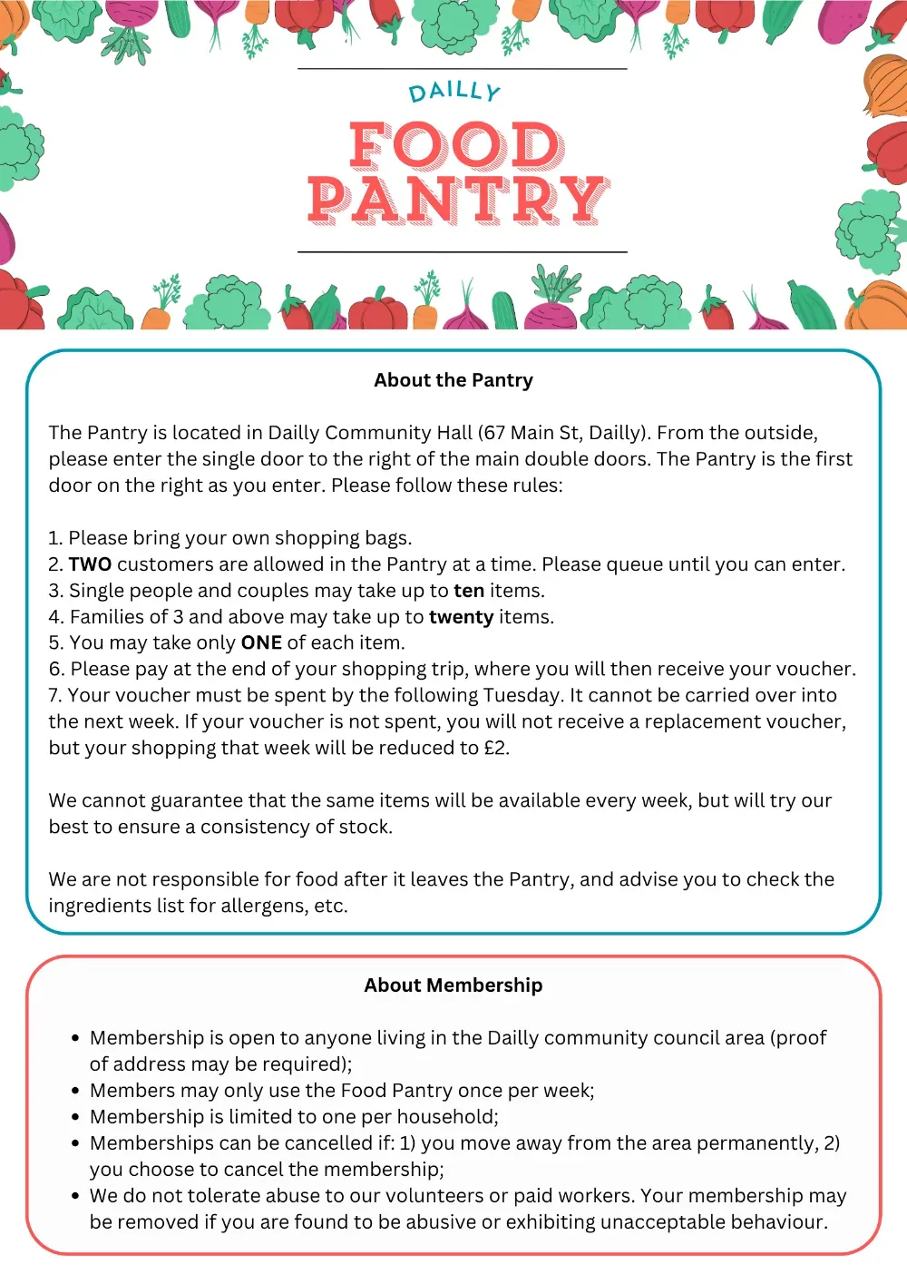 Information about the Dailly Food Pantry