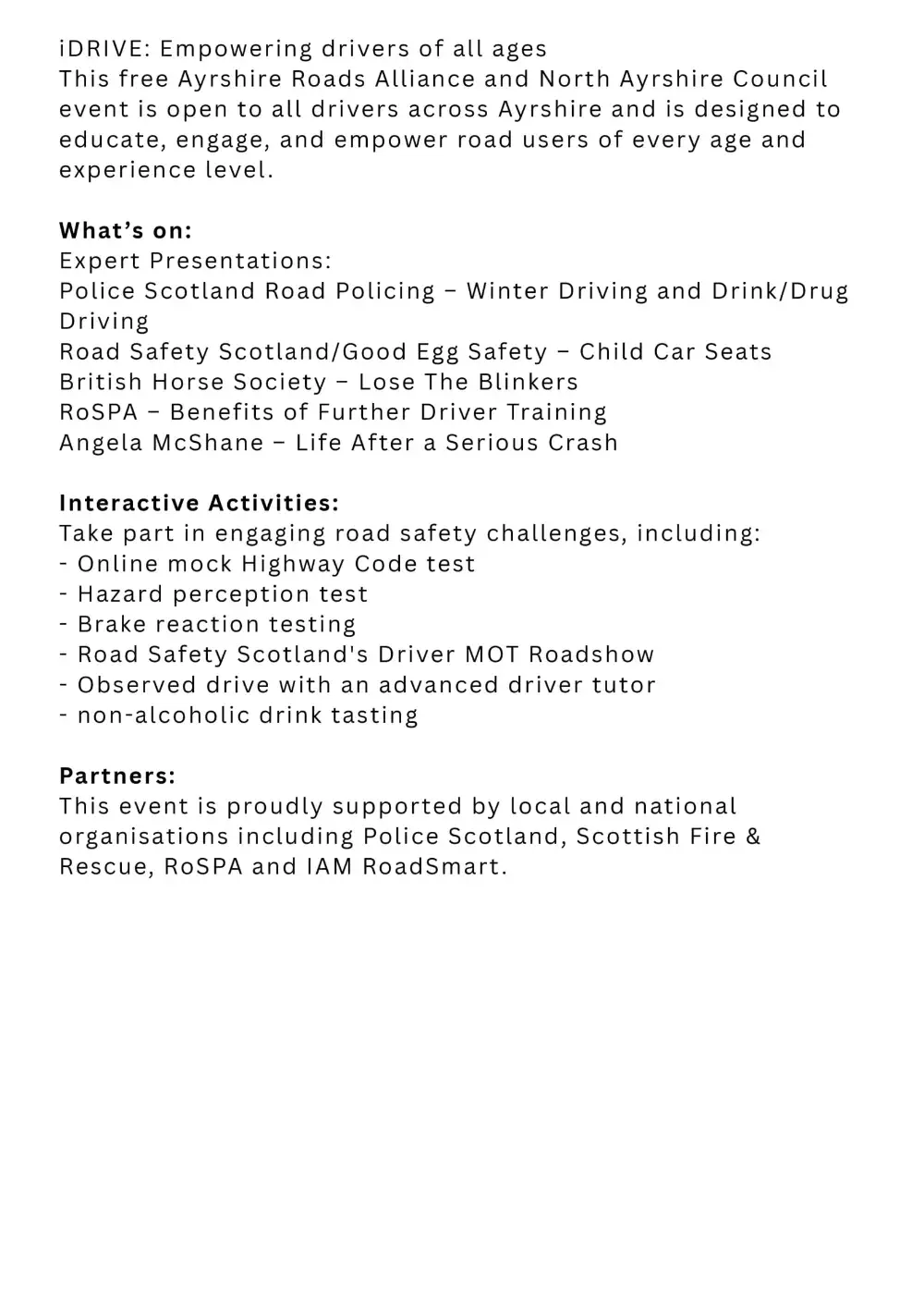 iDrive free event flyer 15 November 2025 2 of 2