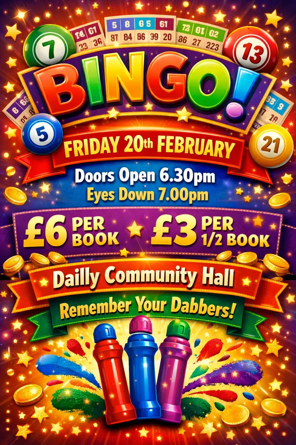 Cash Bingo Dailly 20 February 2026 Flyer