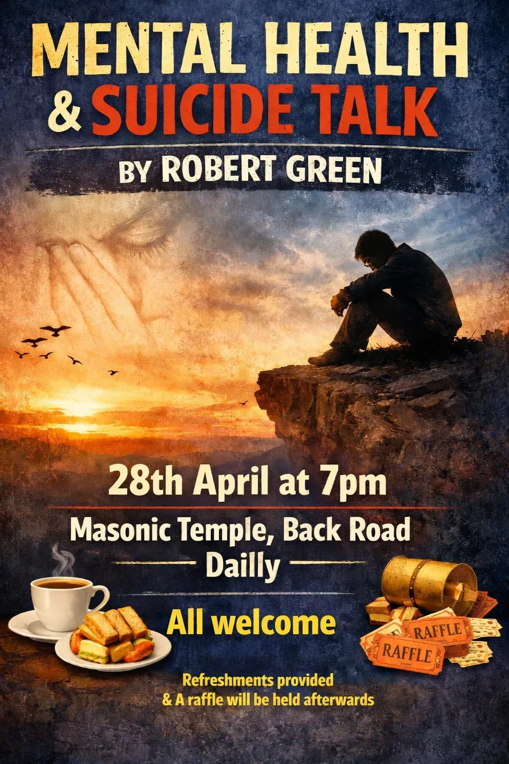 Mental health, suicide talk flyer.