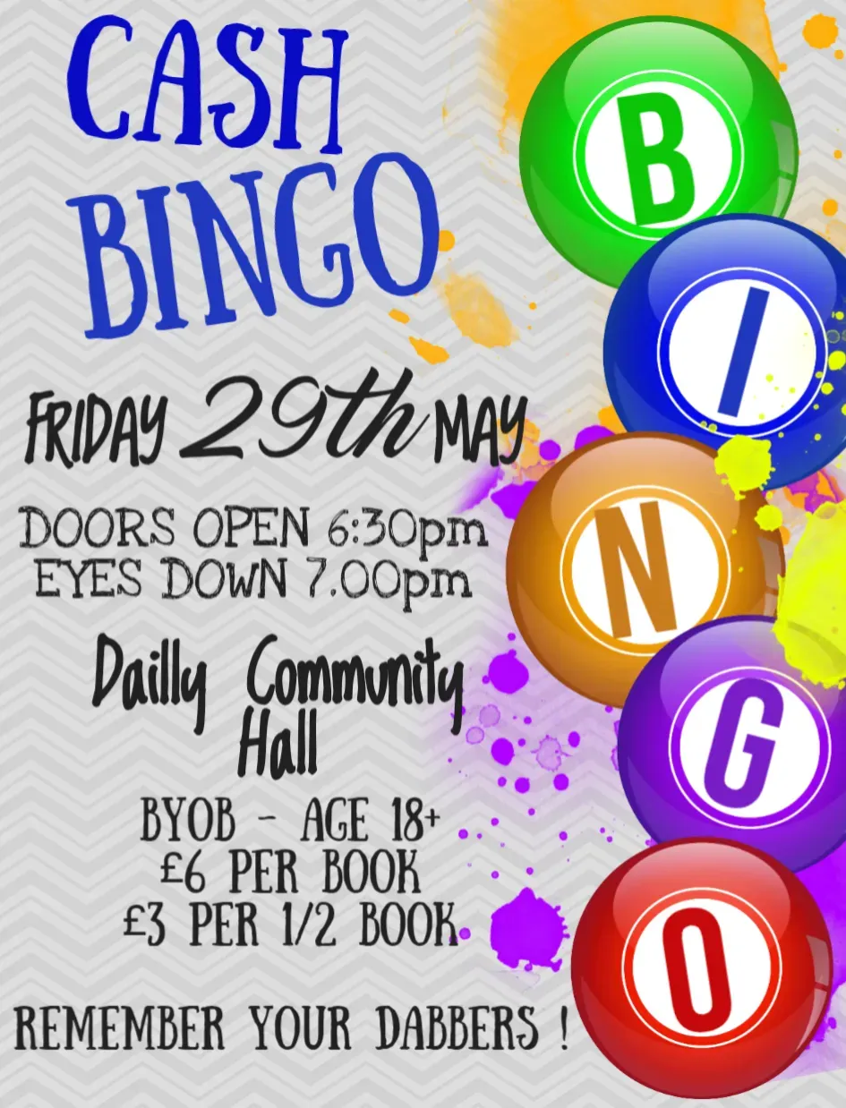 Dailly Cash Bingo 29th May 2026 Flyer