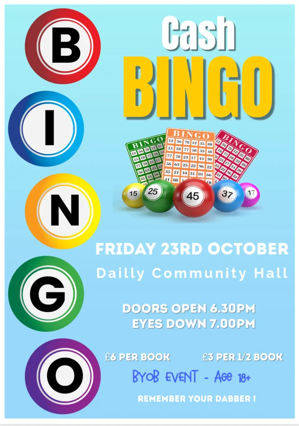 Dailly Cash Bingo 23rd October 2026 Flyer