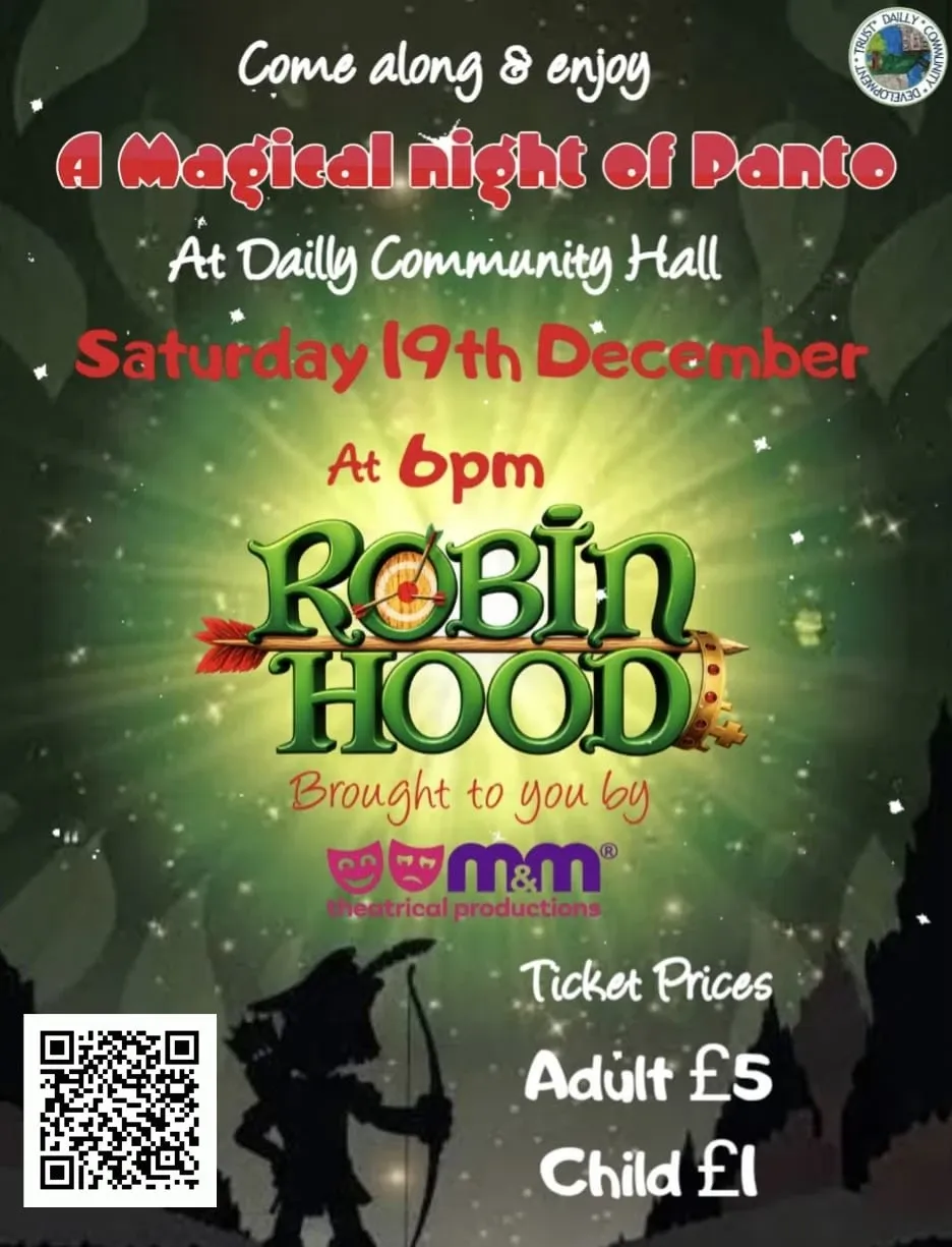 Robin Hood Christmas Panto 2026, Dailly Community Hall Flyer