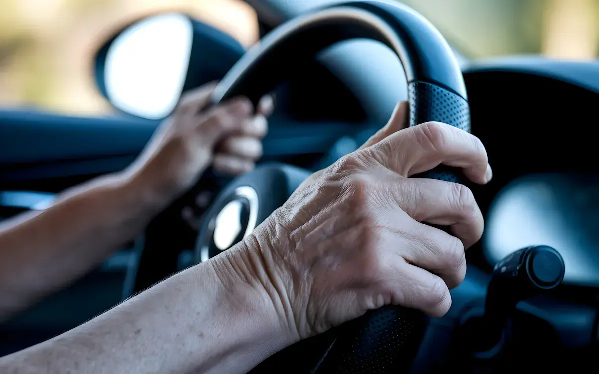 Hands on a steering wheel
