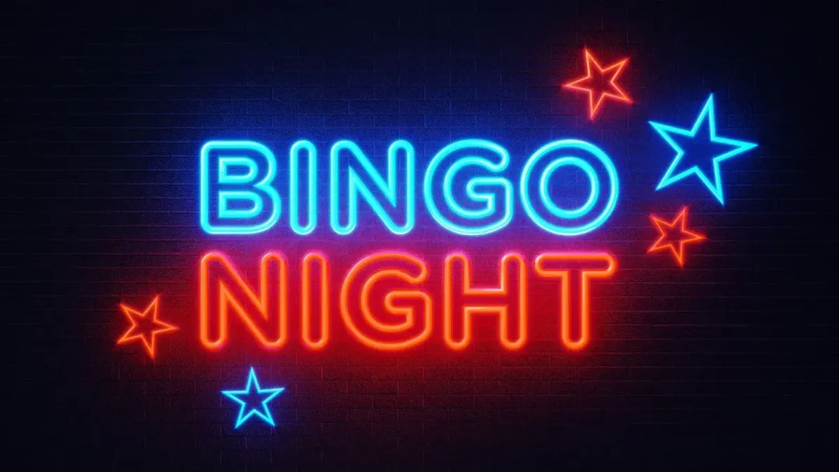 Bingo Night announcement banner.