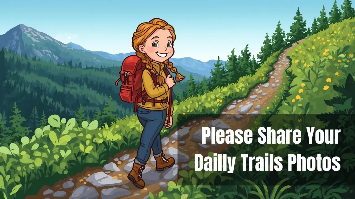 Redheaded girl in pigtails walking up a country path on a sunny day.