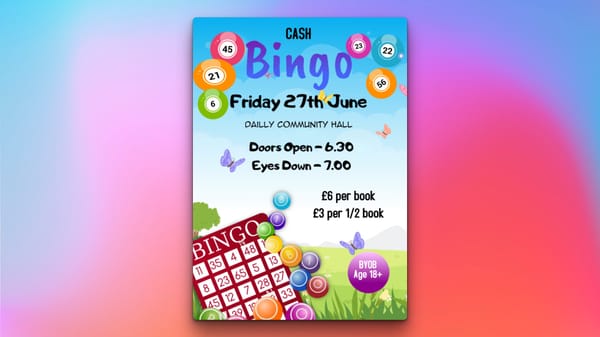 Dailly Cash Bingo Flyer for 27th June 205