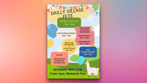 Flyer promoting Dailly Village Fete.
