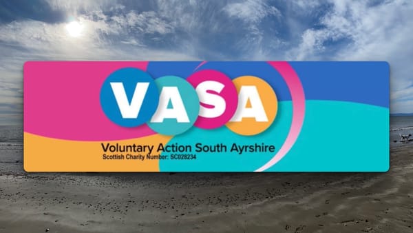 Vasa Newsletter logo beach at Girvan backdrop.