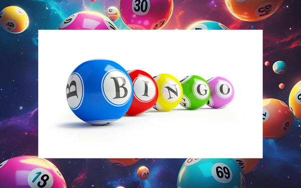 5 Bingo Balls spelling out the word 'BINGO'